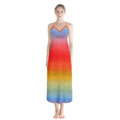 Ombre Button Up Chiffon Maxi Dress