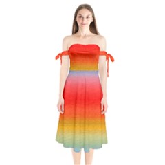 Ombre Shoulder Tie Bardot Midi Dress