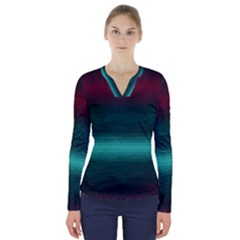 Ombre V-neck Long Sleeve Top