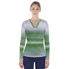 Ombre V-neck Long Sleeve Top