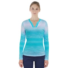 Ombre V-neck Long Sleeve Top