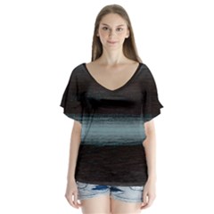 Ombre V-neck Flutter Sleeve Top by ValentinaDesign