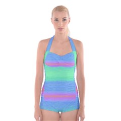 Ombre Boyleg Halter Swimsuit  by ValentinaDesign