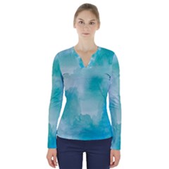 Ombre V-neck Long Sleeve Top