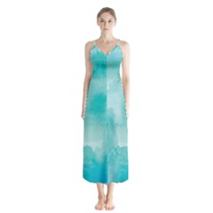 Ombre Button Up Chiffon Maxi Dress