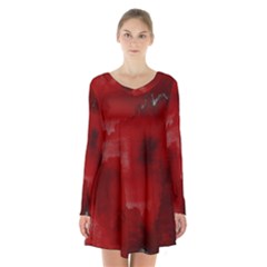 Ombre Long Sleeve Velvet V-neck Dress by ValentinaDesign