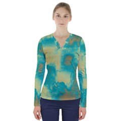 Ombre V-neck Long Sleeve Top