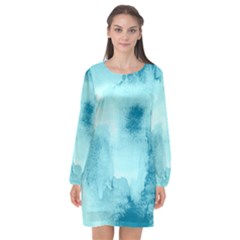 Ombre Long Sleeve Chiffon Shift Dress  by ValentinaDesign