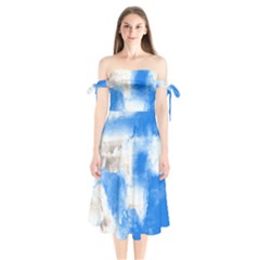 Ombre Shoulder Tie Bardot Midi Dress