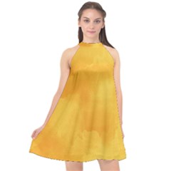 Ombre Halter Neckline Chiffon Dress 