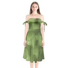 Ombre Shoulder Tie Bardot Midi Dress