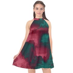 Ombre Halter Neckline Chiffon Dress 