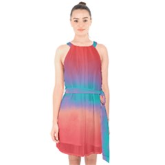 Ombre Halter Collar Waist Tie Chiffon Dress by ValentinaDesign