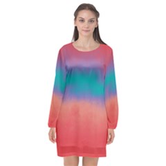 Ombre Long Sleeve Chiffon Shift Dress  by ValentinaDesign