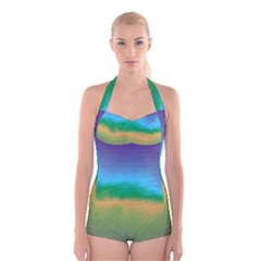 Ombre Boyleg Halter Swimsuit  by ValentinaDesign