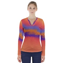 Ombre V-neck Long Sleeve Top by ValentinaDesign