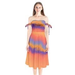 Ombre Shoulder Tie Bardot Midi Dress by ValentinaDesign