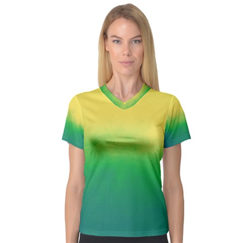 Ombre V-neck Sport Mesh Tee by ValentinaDesign