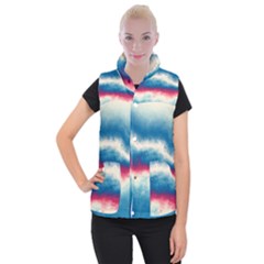 Ombre Women s Button Up Puffer Vest by ValentinaDesign