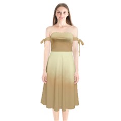 Ombre Shoulder Tie Bardot Midi Dress