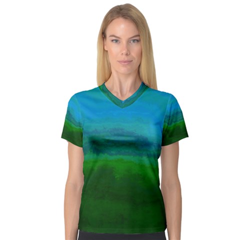 Ombre V-neck Sport Mesh Tee by ValentinaDesign