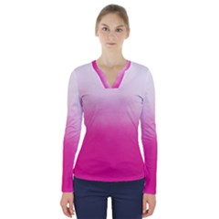 Ombre V-neck Long Sleeve Top