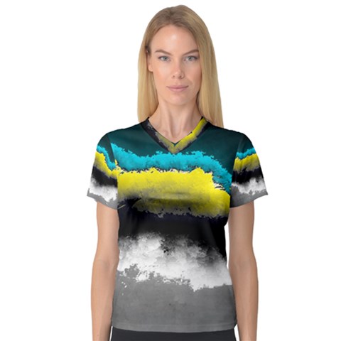 Ombre V-neck Sport Mesh Tee by ValentinaDesign