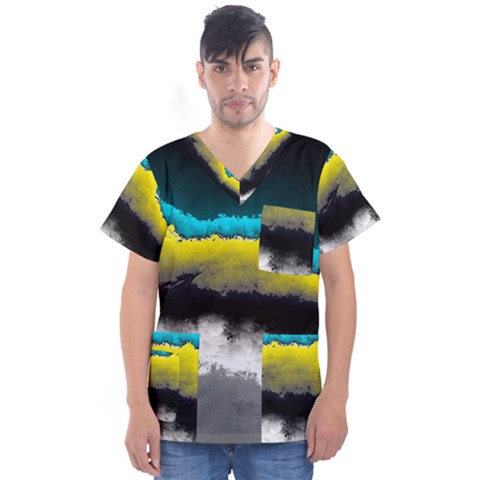 Ombre Men s V-neck Scrub Top by ValentinaDesign