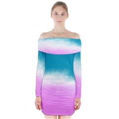 Ombre Long Sleeve Off Shoulder Dress