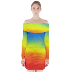 Ombre Long Sleeve Off Shoulder Dress by ValentinaDesign