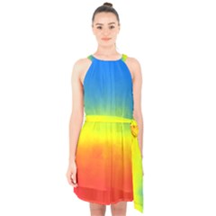 Ombre Halter Collar Waist Tie Chiffon Dress by ValentinaDesign