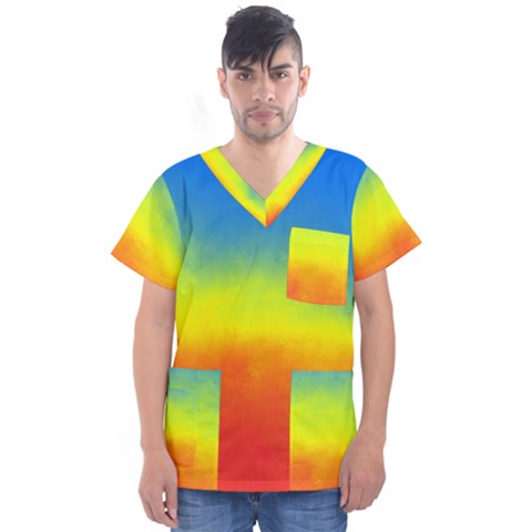 Ombre Men s V-neck Scrub Top by ValentinaDesign