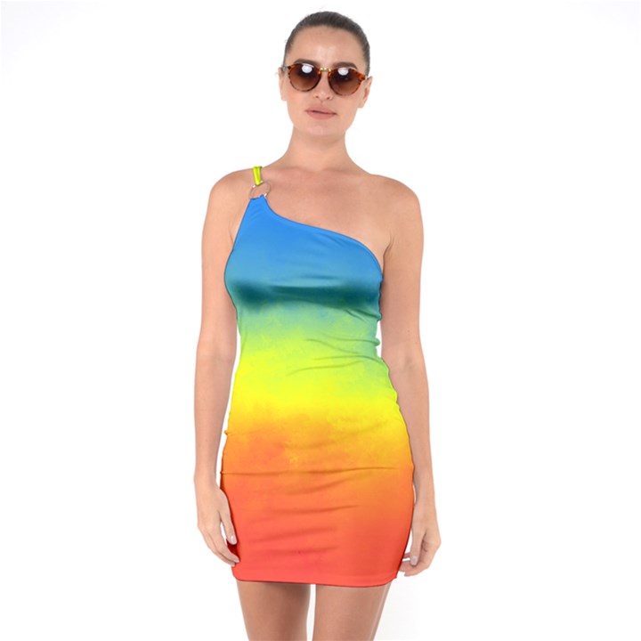 Ombre One Soulder Bodycon Dress