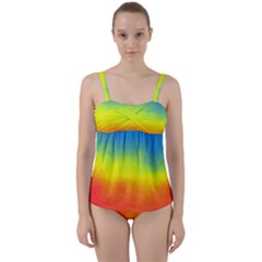 Ombre Twist Front Tankini Set