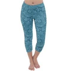 Floral Pattern Capri Winter Leggings 