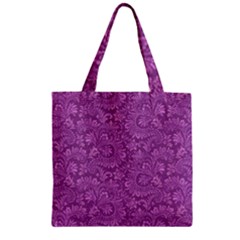 Floral Pattern Zipper Grocery Tote Bag by ValentinaDesign