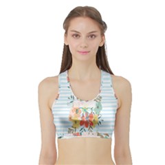 Watercolor Bouquet Floral White Sports Bra With Border by Nexatart