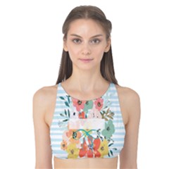 Watercolor Bouquet Floral White Tank Bikini Top by Nexatart