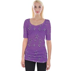 Pig Star Pattern Wallpaper Vector Wide Neckline Tee