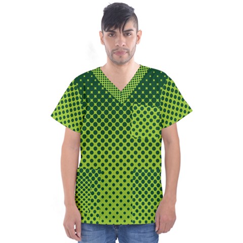 Halftone Circle Background Dot Men s V-neck Scrub Top by Nexatart