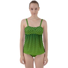 Halftone Circle Background Dot Twist Front Tankini Set by Nexatart