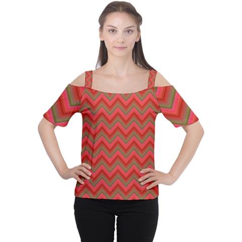 Background Retro Red Zigzag Cutout Shoulder Tee by Nexatart