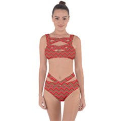 Background Retro Red Zigzag Bandaged Up Bikini Set  by Nexatart