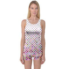 Pattern Square Background Diagonal One Piece Boyleg Swimsuit by Nexatart