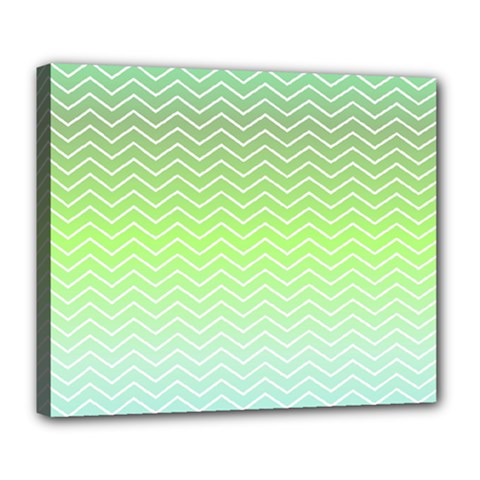 Green Line Zigzag Pattern Chevron Deluxe Canvas 24  X 20   by Nexatart