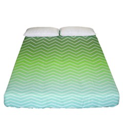 Green Line Zigzag Pattern Chevron Fitted Sheet (california King Size) by Nexatart