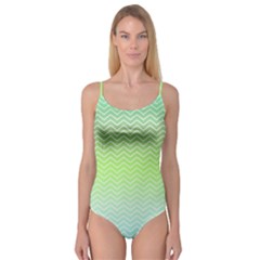 Green Line Zigzag Pattern Chevron Camisole Leotard  by Nexatart