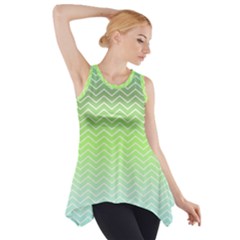 Green Line Zigzag Pattern Chevron Side Drop Tank Tunic by Nexatart