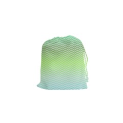 Green Line Zigzag Pattern Chevron Drawstring Pouches (xs)  by Nexatart