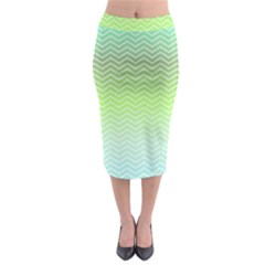 Green Line Zigzag Pattern Chevron Midi Pencil Skirt by Nexatart